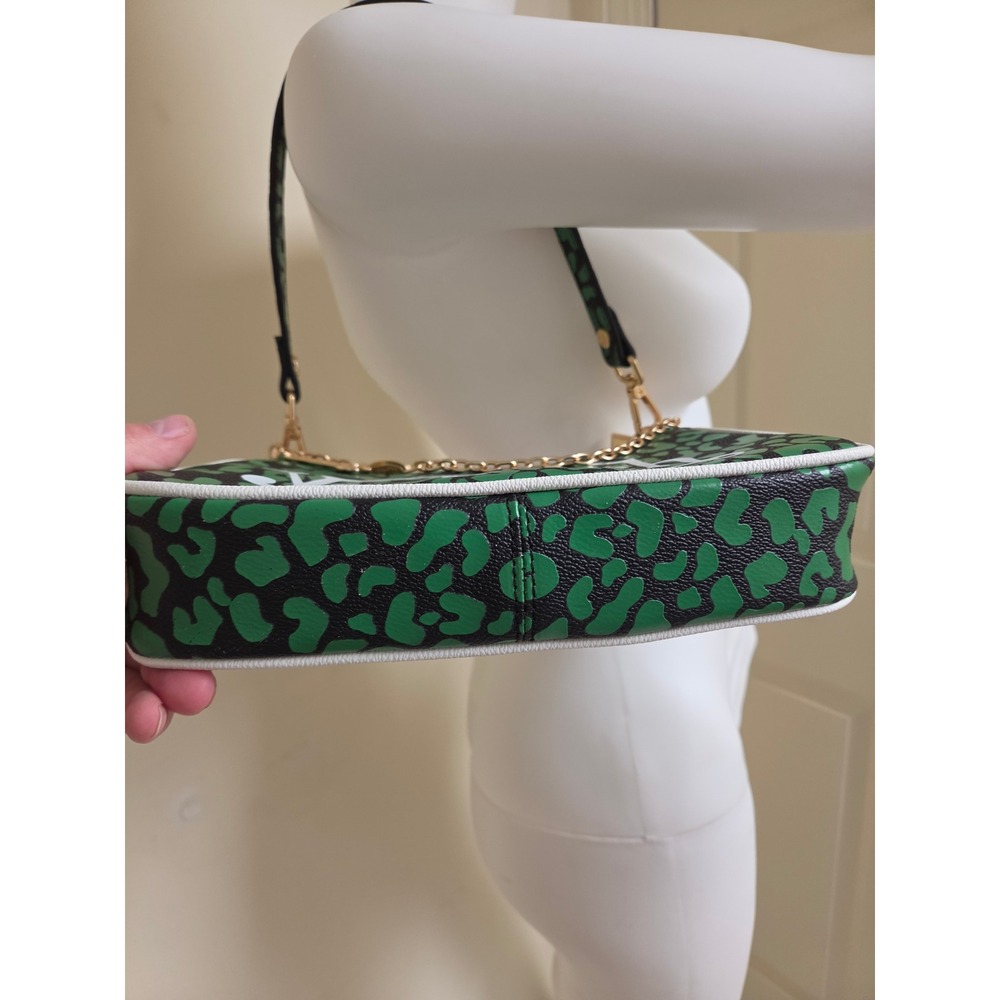 Von Dutch Green Leopard Print Baguette Shoulder Bag Y2K Streetwear Logo Purse - Picture 5 of 9